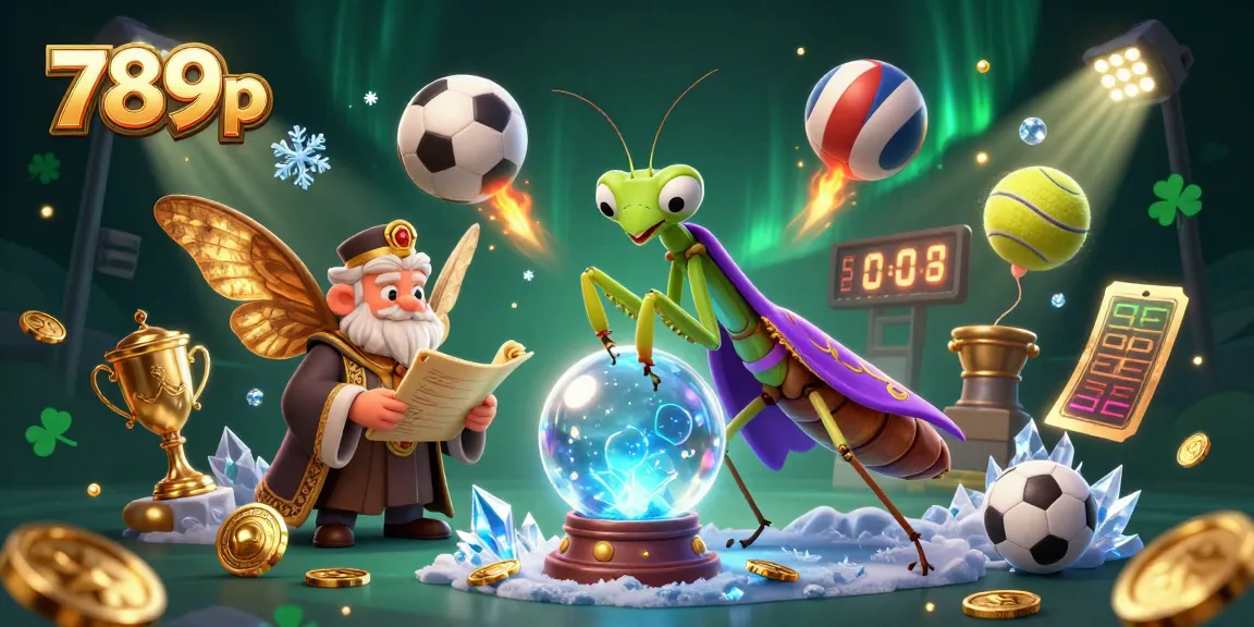 Join the mystical scene with 789p featuring fortune teller, golden trophy, and flying sports elements.