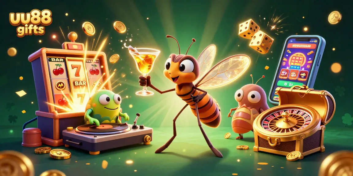 Play thrilling games at uu88 gifts, featuring a vibrant casino scene with dynamic characters and exciting elements.